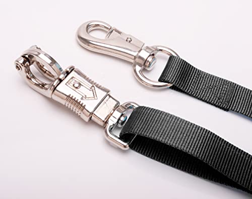 Adjustable Nylon Cross Tie for Horse（2 Pack）- with Strong Panic Snap and Bull Snap, Adjusts Length from 44.6" to 78.5" (Black)