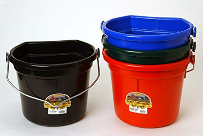 Little Giant® Plastic Animal Feed Bucket | Flat Back Feed Bucket with Knob Ball & Metal Handle | Made in USA | 22 Quarts | Black - color: Black