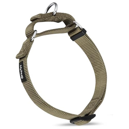 Hyhug Martingale Dog Collar Medium Green |Escape - Proof Heavy Duty Nylon Durable No Slip, Ideal for Training & Daily Walks | Heavy-duty nylon, secure fit for active dogs. Great for training walks and park outings. Durable & easy adjust - color: Military