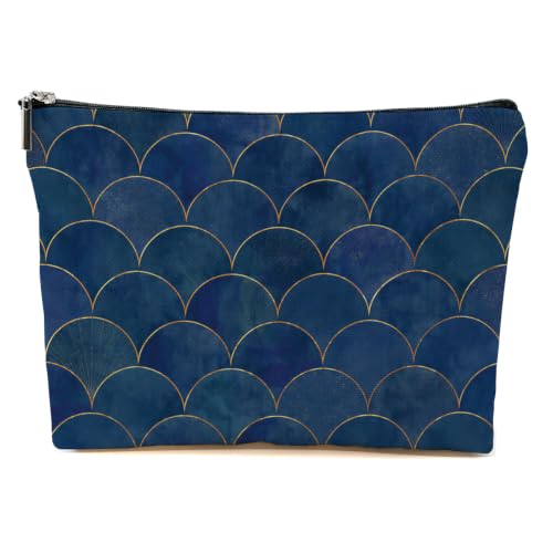 Scale Pattern Makeup Bag Navy Blue Cosmetic Bag - color: Multicolor 1603
