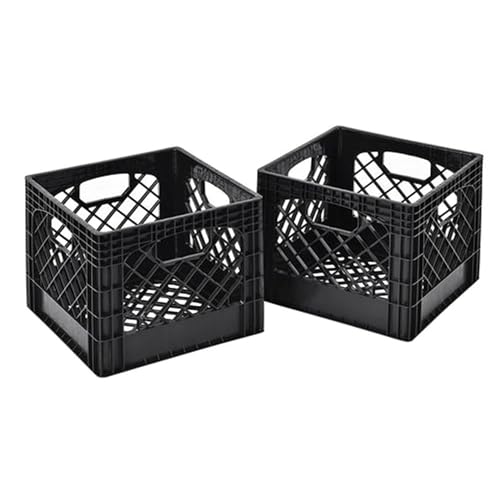 Juggernaut Storage Heavy Duty Milk Crates, 4 Handles, 16 Qt, Black, 4-Pack - color: Black, size: 16 Quart 4-pack