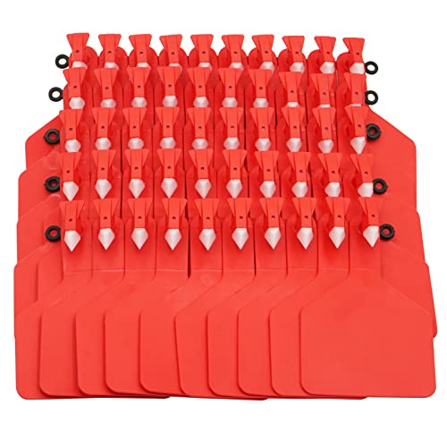 50 Pcs Cattle Ear Tags Blank One-Piece Z Tags for Cattle (Red) - color: Red