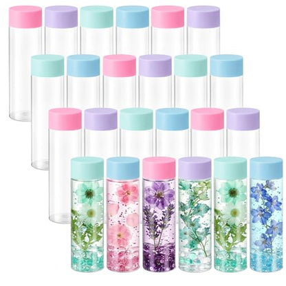 Tanlade Clear PET Plastic Sensory Bottles Empty - color: Pastel Lid, size: 12 fl oz (350 ml)