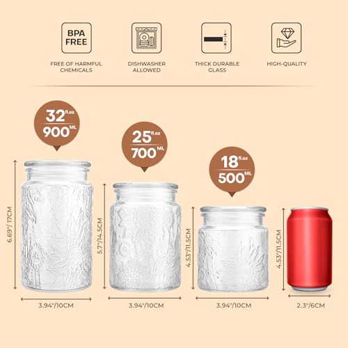 Adodeen Glass Storage Containers With Lids, Glass Jars With Lids, 32OZ - color: 32oz Sunflower