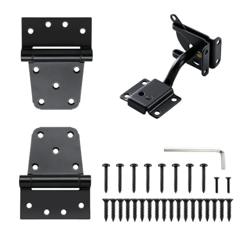 Self Closing Gate Hardware Kit, 3.5" Heavy Duty Gate Hinges and Gate Latch