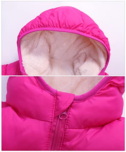 Happy Cherry Boys Girls Winter Thick Jacket Warm Fleece Fur Lining Zipper Hooded Windproof Coat Outwear for 1-7 Years - color: Rose Pink, size: 9-18 Months