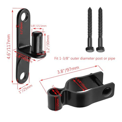 2 Pcs Metal Wall Mount Gate Hinge for Barn Doors and Sheds(1-3/8")