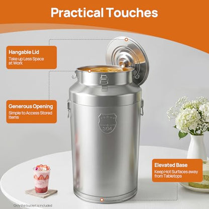 DYNAMI 23.3Gal 304 Stainless Steel Liquid Storage Bucket w/Airtight Lid - size: 88L/23.3Gal