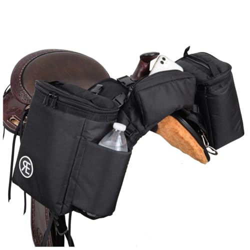 Reinsman Pommel Cooler Bag | Equestrian Durable Convenient Spacious 2-Side Nylon Insulated Bag with Stainless Steel Hardware | Easy Attachment to The Swell with Adjustable Strap - color: Black