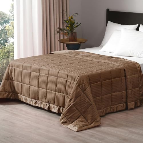 downluxe Weighted Blanket King Size, 18 lb Weighted Blanket with Glass Beads for All Season, Machine Washable Heavy Blanket (Brown, 90 X 108 Inch) - color: Brown, size: Weighted King,18lb