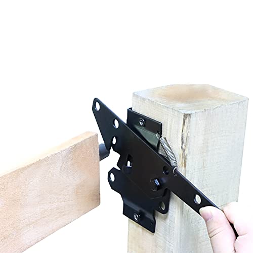 Heavy Duty Self-Locking Post Mount Automatic Gravity Lever Gate Latch for Wooden Fence with Fasteners - Black Finishing Steel Gate Latch to Secure Pool/Yard/Garden