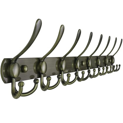 Dseap Coat Rack Wall Mount - 29.5” Long 8-Tri-Hooks Heavy Duty Coat Hanger Rail Wall Hooks for Hanging Coats Hats Clothing Clothes Purse Mudroom Entryway, Bronze - color: Bronze, size: L=29.5” (1 Pcs)