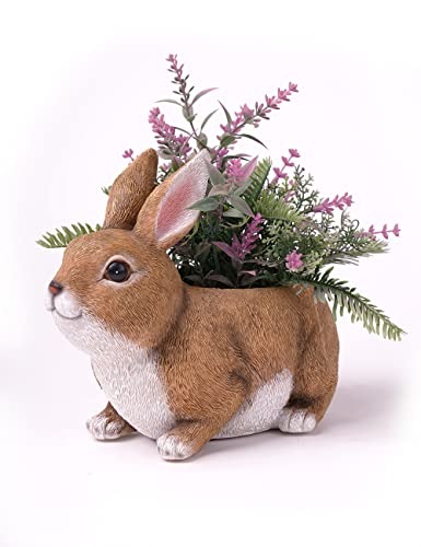 HAUCOZE Rabbit Planter Succulent Pot Animal Statue Modern Decor 8.7 Inch
