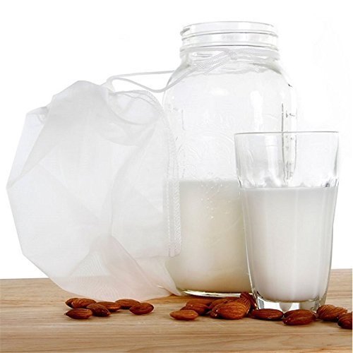 Premium Fine Mesh Food Grade Nut Milk Bag for Almond Milk/Soy Milk - Fine Mesh Nylon Cheesecloth & Cold Brew Coffee Filter, 9" x 12" (2)