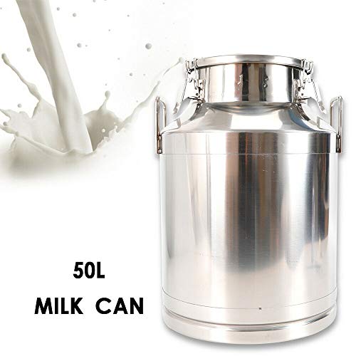Gallon Stainless Steel Milk Can Wine Pail Bucket Milk Can Tote Jug Sealed (50L) - size: 50L