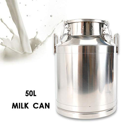 Gallon Stainless Steel Milk Can Wine Pail Bucket Milk Can Tote Jug Sealed (50L) - size: 50L