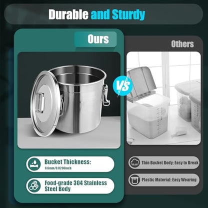 3.2Gal Stainless Steel Canister with Airtight Lid 15-22Lbs Flour Storage Containers for Kitchen Metal Rice Bucket Coffee Canister Dog Food Container Milk Can w/Handles & Sealing Buckles (12L) - color: 12L