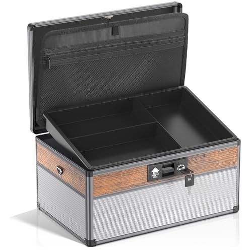 Glosen Medicine Lock Box,locking medicine box, Security Lock Boxes【Extra Large16*10 * 7.5 Inch】 lock box, First Aid Key Safe Box,Lock Box for Medication - color: Black, size: Extra Large-16in-1pc