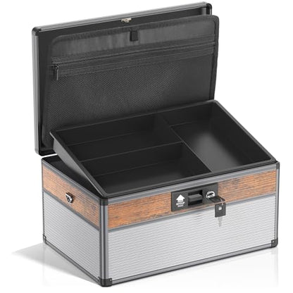 Glosen Medicine Lock Box,locking medicine box, Security Lock Boxes【Extra Large16*10 * 7.5 Inch】 lock box, First Aid Key Safe Box,Lock Box for Medication - color: Black, size: Extra Large-16in-1pc