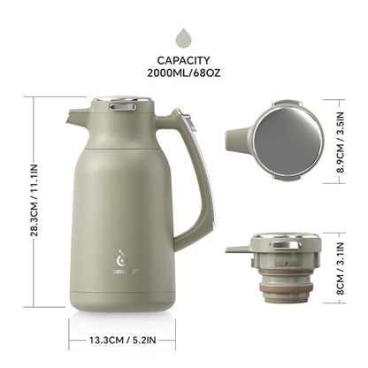 IDEUS Thermal Coffee Carafe 68oz, Beverage Dispenser Celadon - color: Celadon, size: 68 Ounces