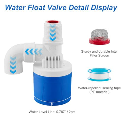4Pcs 3/4" Automatic Float Valve, Nylon PA66 Water Level Control Valve