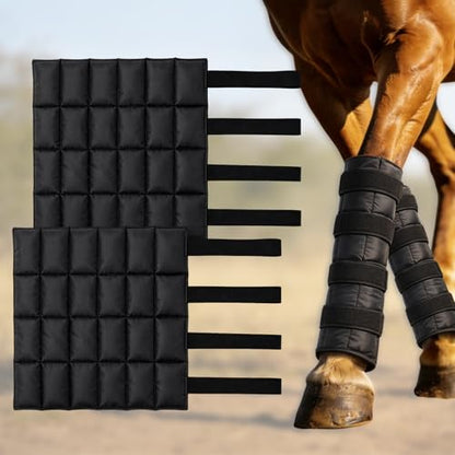Horse Ice Boots 2 Pack, Horse Leg Wraps for Recovery & Daily Care, Black | Reusable Gel Ice Pack Wraps with Adjustable Straps for Hocks, Ankles, Knees, Legs and Hooves, Flexible After Freezing