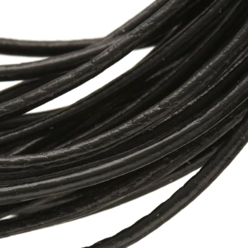 The Beadsmith Leather Cord – Black – 1mm Spool – 5 Yards/4.5 Meters – Indian Leather Thong Ideal for Braiding, Beading, Necklaces, Fine Lacing, Hair Accessories & DIY Jewelry Making - size: 1mm, style: Black – 5 Yards