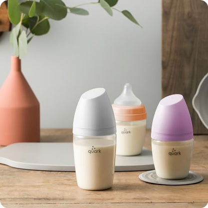 BuubiBottle Max Slow Flow Bottle for Newborn Babies by Quark - with Anti-Colic RealFeel Nipple to Simulate Breastfeeding - BPA-Free, PVC-Free, Toxin-Free - 8 Oz Bottle with Lid, 2 Pack - Gray - color: Gray