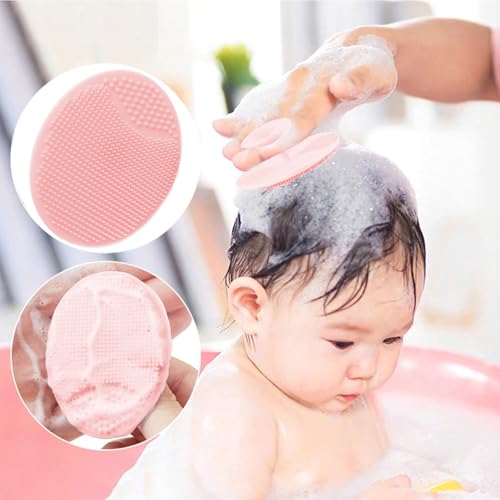 3PCS Baby Hair Brush with Wooden Handle and Comb Set for Newborns & Toddlers | Natural Soft Goat Bristles l Wood Comb l Pink Silicone Brush| Ideal for Cradle Cap - color: Pink