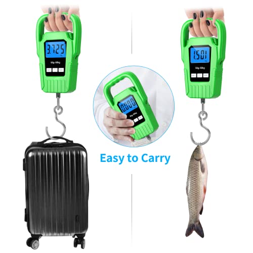 SKEAP Digital Fish Scale Hanging Scale Fishing Scale,110lb/50kg Luggage Scale,Upgrade Large Handle & Backlit LCD Display, Electronic Balance Digital Fishing Postal Scale,Green,Fishing Gifts for Men - color: Green