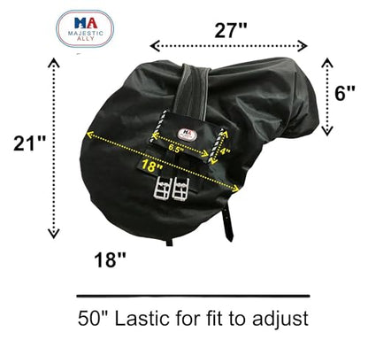 Majestic Ally Nylon Waterproof Fleece Lined Ride On English Saddle Cover-Multiple Color (Royal Blue) - color: Royal Blue