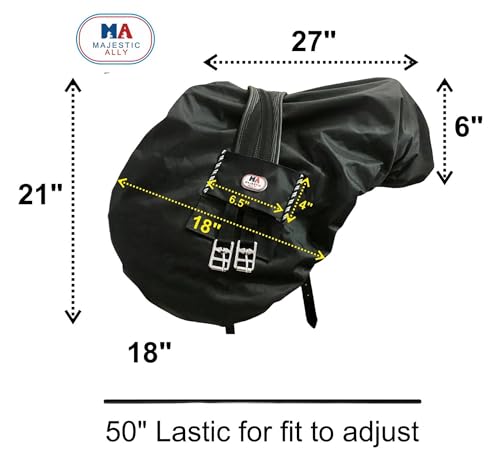 Majestic Ally Nylon Waterproof Fleece Lined Ride On English Saddle Cover-Multiple Color (Red) - color: Red
