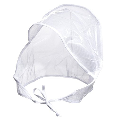 Waterproof Rain Bonnet Hat w Full Cut Visor & Netting for Men/Women (Unisex) - color: White