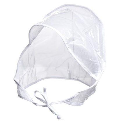 Waterproof Rain Bonnet Hat w Full Cut Visor & Netting for Men/Women (Unisex) - color: White