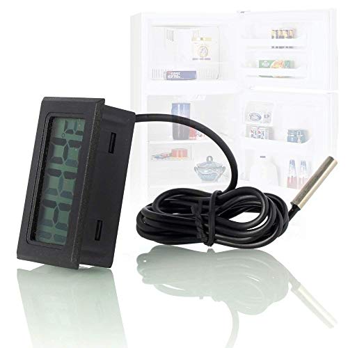 ACEIRMC 3pcs Black Digital LCD Thermometer Temperature Monitor with External Probe for Fridge Freezer Refrigerator Aquarium (Fahrenheit) - color: Fahrenheit