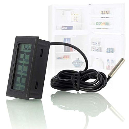 ACEIRMC 3pcs Black Digital LCD Thermometer Temperature Monitor with External Probe for Fridge Freezer Refrigerator Aquarium (Fahrenheit) - color: Fahrenheit