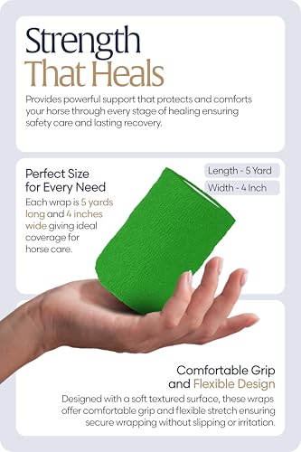 Equinavia 20 Pack Self Adhesive Bandage Wrap, 4 Inch Vet Wrap for Horses - color: Neon Green