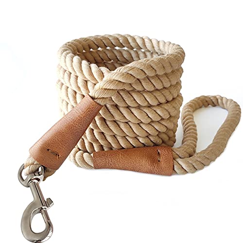 BTINESFUL 3/5/10ft Braided Rope Cotton Dog Leash for Large Medium Dogs - color: brown, size: 10 Foot (Pack of 1)
