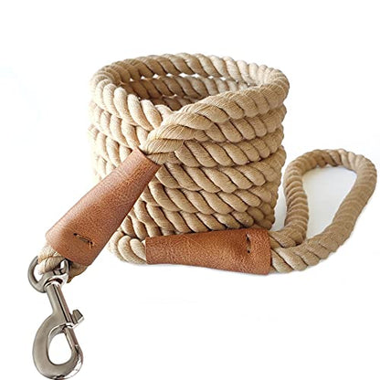BTINESFUL 3/5/10ft Braided Rope Cotton Dog Leash for Large Medium Dogs - color: brown, size: 10 Foot (Pack of 1)