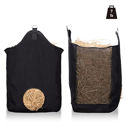 3PCS Hay Bags for Horse, Large Capacity Feeding Bag, Goat Hay Feeder, Hay Nets for Sheep, Open Feed Hole Hay Feeder for Slow Feeding (Small Black & 2 Black)