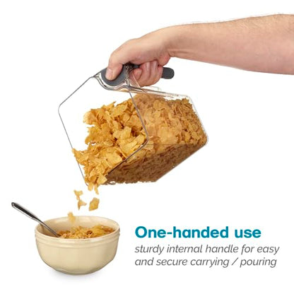 Polder Handle-It Canister, BPA-Free Plastic, Stackable Kitchen Storage Container, Air-Tight Food Storage Solution for Pantry, Counter, and Refrigerator Organization, 2.75-Quart
