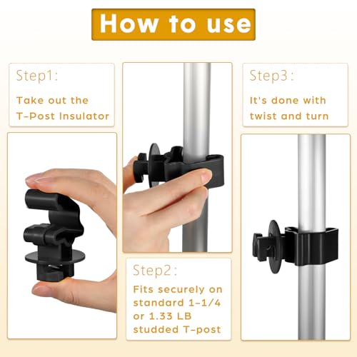 Geiserailie 200 Pcs Black T Post Insulators Electric Fence Posts Electric Fence Insulators Wire Standard Snug Fitting T Post Clips for Agricultural Ranchers - color: Black
