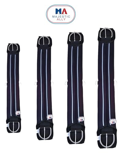 Majestic Ally Neoprene Straight Cinch Girth Stainless Steal Buckles Black -22'', 26",30" and 34" - size: 22 Inch