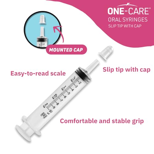 ONE-CARE Oral Syringe, 10 mL, Slip Tip, with Cap, 100 Count - size: 10 ml Black Scale