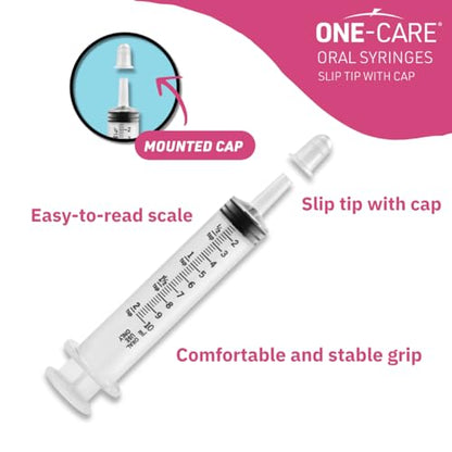 ONE-CARE Oral Syringe, 10 mL, Slip Tip, with Cap, 100 Count - size: 10 ml Black Scale