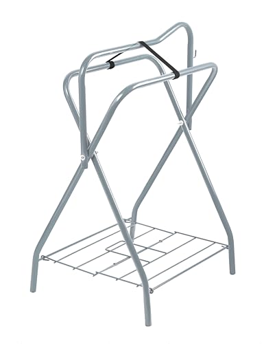 Tackmore Freestanding Saddle Rack Accommodates English Western Saddles Lightweight Foldable Space Saving Saddle Stand - color: Silver