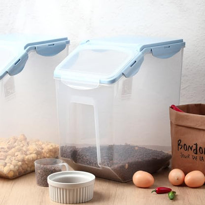 Umigy 4 Pack Rice Storage Container With Wheels Plastic Airtight Lid Flour Container Bin for Dog Pet Cereal Grain Dry Food, 15 Liter / 30 lbs (Blue) - color: Blue