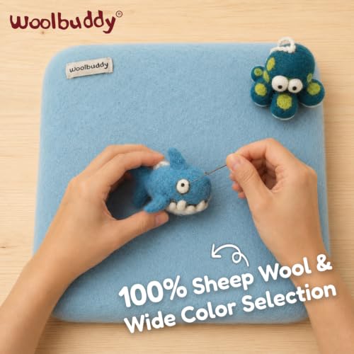 Woolbuddy Needle Felting Mat 10 x 10 x 1.5 Inch (Blue), Pure Wool Felt Pad - color: Blue