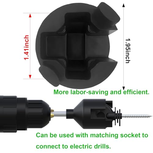 NQN 50 Pcs Black Electric Fence Insulator Screw-in Insulator Fence Ring Post Wood Post Insulator and 1 Pc Free Insulator Socket Tool (Grid System Accessories for Animal Husbandry Electronic)
