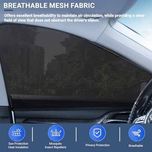 4 PCS Car Window Sun Shade Cover, Breathable Mesh Side Window Sunshades, UV Glare Protection Privacy Screens, NewCar Window Screens, Cover Full Window Universal for Most Cars SUVs